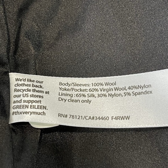 Eileen Fisher 100% Wool Round Neck Full Zip Collarless Career Blazer Jacket PM - Picture 9 of 11